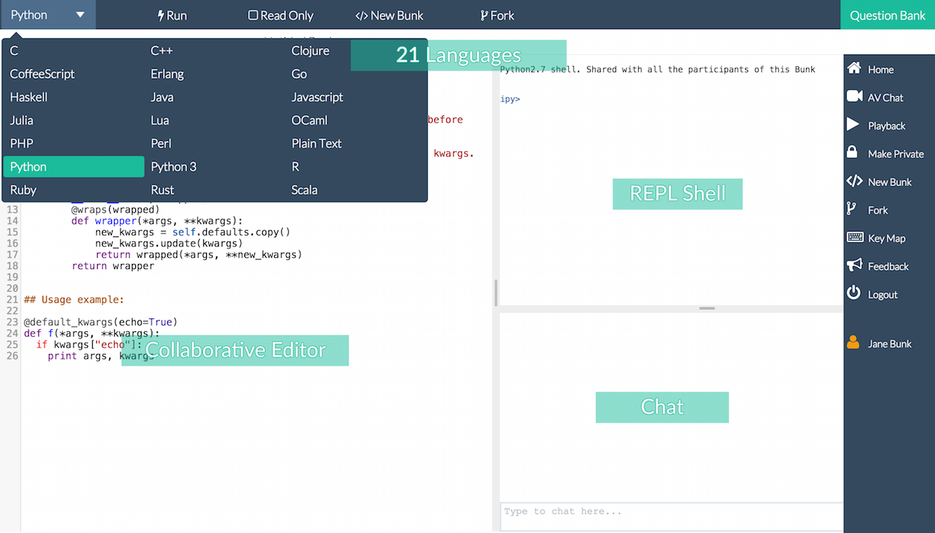 Codebunk Online Realtime Collaborative Editor And Compiler